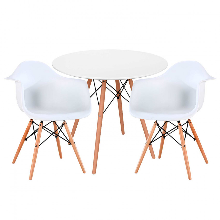 Conjunto Comedor Mesa Redonda Blanca y 2 Sillas Estilo Nórdico Sansa Blanco Thinia Home Conjuntos de Mesa y Sillas de Comedor 1 Conjunto Comedor Mesa Redonda Blanca y 2 Sillas Estilo Nórdico Sansa Blanco Thinia Home Conjuntos de Mesa y Sillas de Comedor 1