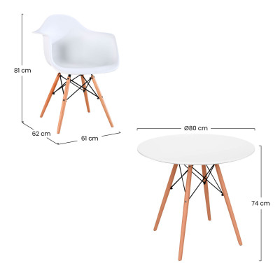 Conjunto Comedor Mesa Redonda Blanca y 2 Sillas Estilo Nórdico Sansa Blanco Thinia Home Conjuntos de Mesa y Sillas de Comedor 6