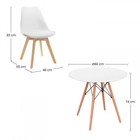 Conjunto Comedor Mesa Redonda Blanca y 2 Sillas Estilo Nórdico Valeska Blanco Thinia Home Conjuntos de Mesa y Sillas de Comedor Conjunto Comedor Mesa Redonda Blanca y 2 Sillas Estilo Nórdico Valeska Blanco Thinia Home Conjuntos de Mesa y Sillas de Comedor