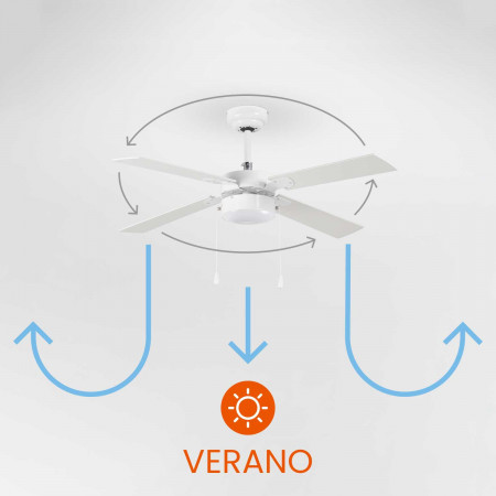 Ventilador de Techo con Luz 4 Aspas 47W 3 Velocidades Brasil Blanco Raydan Home Ventiladores de Techo 4