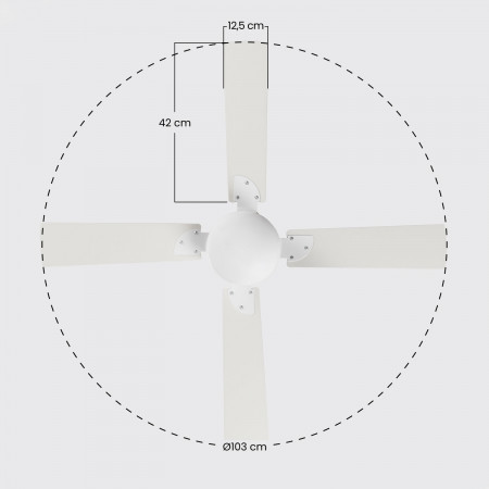 Ventilador de Techo con Luz 4 Aspas 47W 3 Velocidades Brasil Blanco Raydan Home Ventiladores de Techo 6