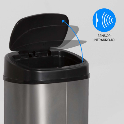 Papelera con Sensor 9L Acero/Negro Dayron Papeleras 3