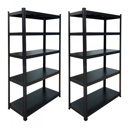 Pack 2 Estanterías Modulares Negras 5 Baldas Ajustables 180x90x40cm 875Kg 7house Estanterías 1