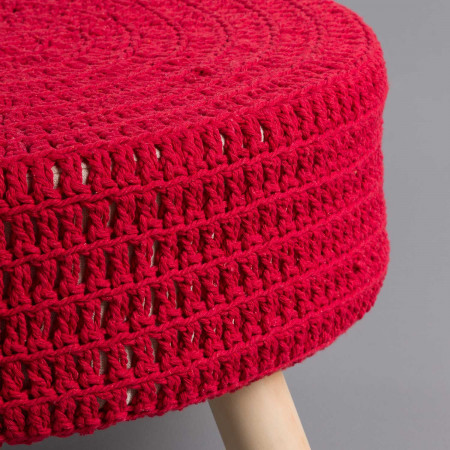Puff Redondo Baris Rojo 49x30cm Thinia Home Taburetes 2 Puff Redondo Baris Rojo 49x30cm Thinia Home Taburetes 2