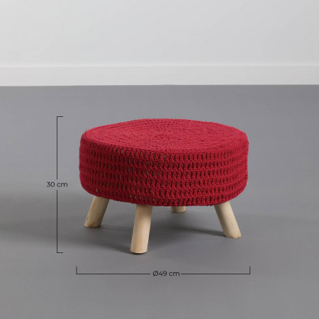 Puff Redondo Baris Rojo 49x30cm Thinia Home Taburetes 5 Puff Redondo Baris Rojo 49x30cm Thinia Home Taburetes 5