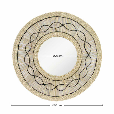 Espejo de Pared en Algas Marinas Redondo Bask Natural Ø55cm Thinia Home Espejos de Pared 5