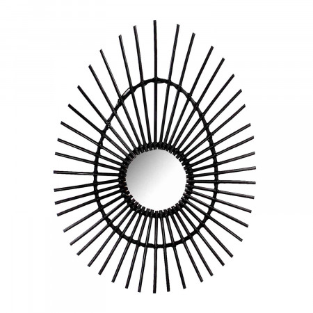 Espelho de parede oval de vime Deko Preto 80cm Thinia Home Espelhos de parede 1