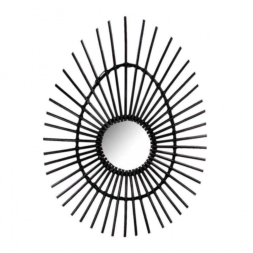 Espejo de Pared en Ratán Ovalado Deko Negro 80cm Thinia Home Espejos de Pared 1 Espejo de Pared en Ratán Ovalado Deko Negro 80cm Thinia Home Espejos de Pared 1