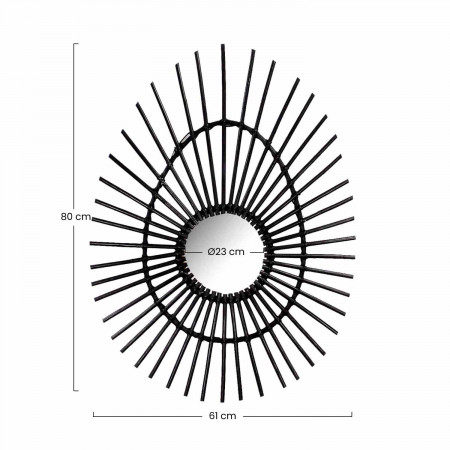 Espejo de Pared en Ratán Ovalado Deko Negro 80cm Thinia Home Espejos de Pared 5 Espejo de Pared en Ratán Ovalado Deko Negro 80cm Thinia Home Espejos de Pared 5
