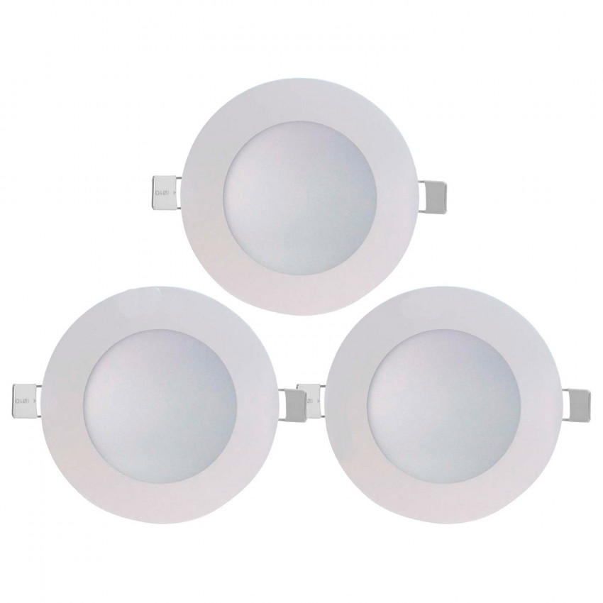 Pack 3 Downlight LED Ultraslim Empotrable Redondo 8W 600lm Ø10,5cm 4000K Blanco 7hSevenOn Downlight Empotrable 1