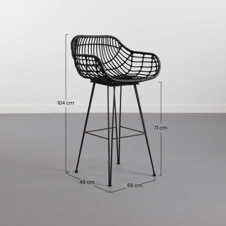 Banco de vime Kapolei 49x58x104cm Thinia Home Bancos 14
