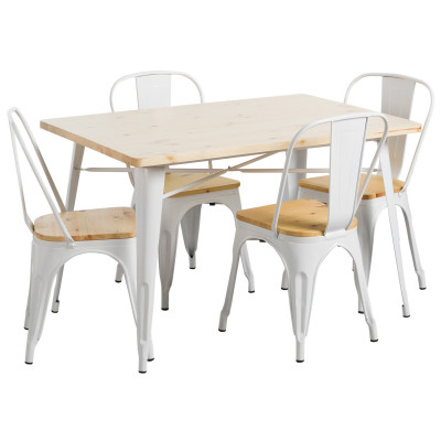 Conjunto Comedor Mesa Rectangular y 4 Sillas Iron Wood Estilo industrial Thinia Home Conjuntos de Mesa y Sillas de Comedor 1