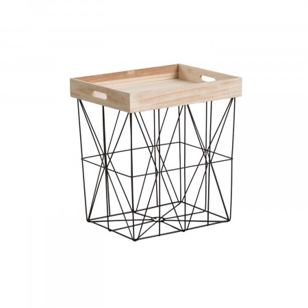 Mesita Auxiliar Rectangular Tray Beige/Negro 47x41,5x32cm Thinia Home Mesitas de Noche y Auxiliares 1