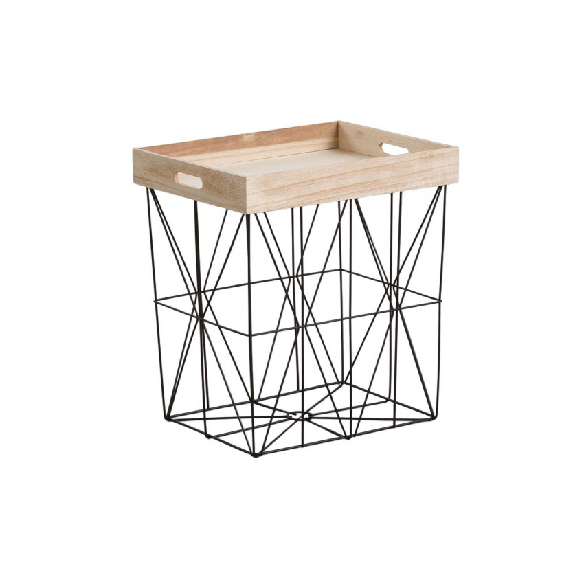 Mesita Auxiliar Rectangular Tray Beige/Negro 47x41,5x32cm Thinia Home Mesitas de Noche y Auxiliares 1 Mesita Auxiliar Rectangular Tray Beige/Negro 47x41,5x32cm Thinia Home Mesitas de Noche y Auxiliares 1