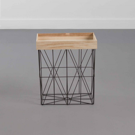 Mesita Auxiliar Rectangular Tray Beige/Negro 47x41,5x32cm Thinia Home Mesitas de Noche y Auxiliares 2 Mesita Auxiliar Rectangular Tray Beige/Negro 47x41,5x32cm Thinia Home Mesitas de Noche y Auxiliares 2