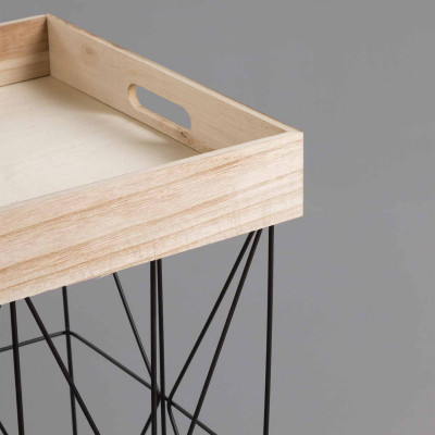 Mesita Auxiliar Rectangular Tray Beige/Negro 47x41,5x32cm Thinia Home Mesitas de Noche y Auxiliares 3