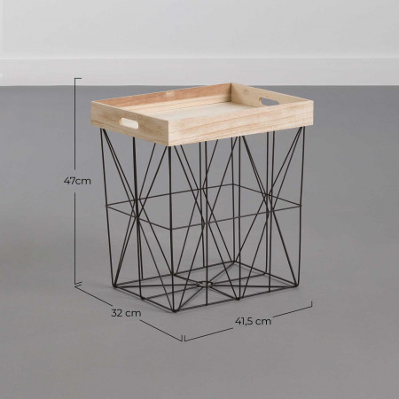 Mesa de apoio retangular Bege/Preto 47x41,5x32cm Thinia Home Mesas de cabeceira e mesas de apoio 6