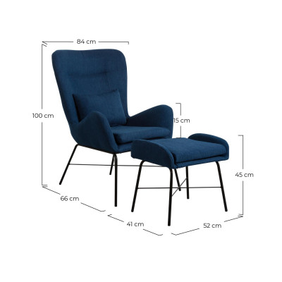 Sillón con Reposapiés 66x84x100cm Thinia Home Sillones 13