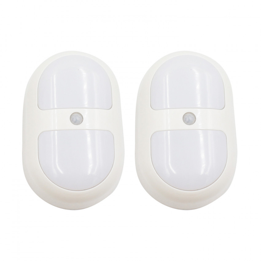 Pack 2 Luces de Noche LED Ovaladas con Sensor de Movimiento Blanco 4000K 20000H 7hSevenOn Luz de Noche 1 Pack 2 Luces de Noche LED Ovaladas con Sensor de Movimiento Blanco 4000K 20000H 7hSevenOn Luz de Noche 1