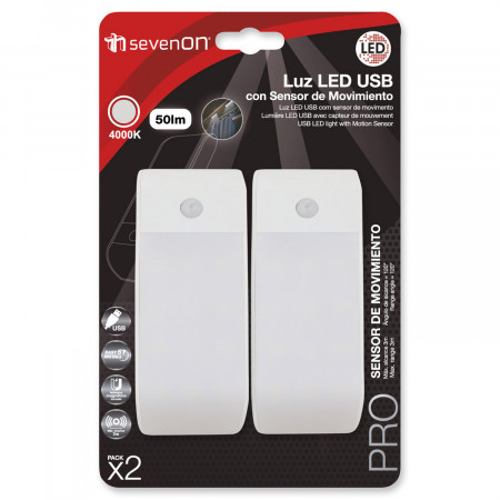 Pack 2 Luces de Noche LED Recargables USB con Sensor de Movimiento Blanco 4000K 20000H 7hSevenOn Luz de Noche 3 Pack 2 Luces de Noche LED Recargables USB con Sensor de Movimiento Blanco 4000K 20000H 7hSevenOn Luz de Noche 3