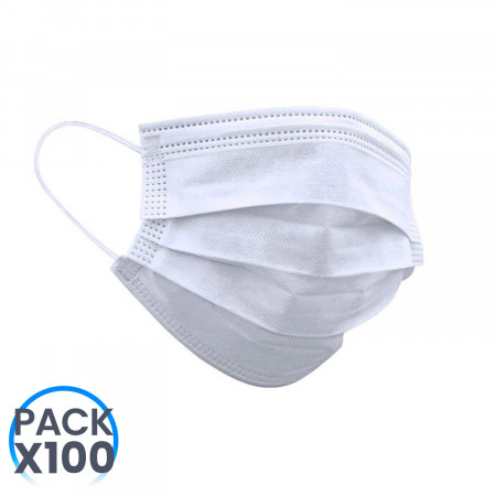 Pack 100 Mascarillas Higiénicas No Reutilizables Blanco O91 Salud 1