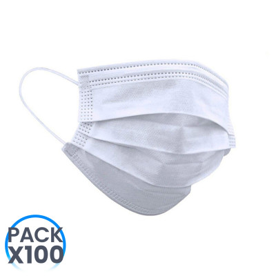 Pack 100 Mascarillas Higiénicas No Reutilizables Blanco O91 Salud 1