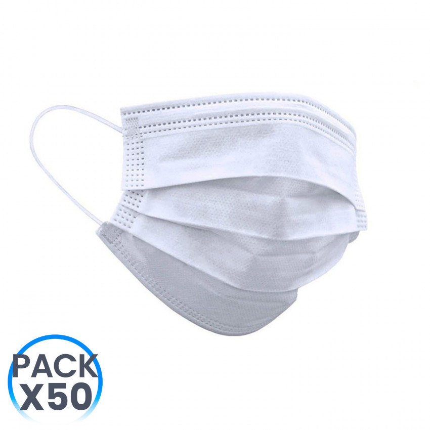 Pack 50 Mascarillas Higiénicas No Reutilizables Blanco O91 Salud 1 Pack 50 Mascarillas Higiénicas No Reutilizables Blanco O91 Salud 1