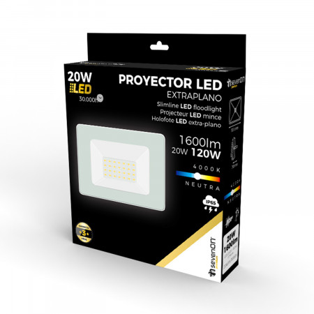 Proyector LED 20W Ultraslim de Exterior IP65 Orientable Blanco 4000K 30000H 7hSevenOn Proyectores LED 4 Proyector LED 20W Ultraslim de Exterior IP65 Orientable Blanco 4000K 30000H 7hSevenOn Proyectores LED 4