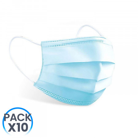 Pack 10 Mascarillas Higiénicas No Reutilizables Azul O91 Salud 1