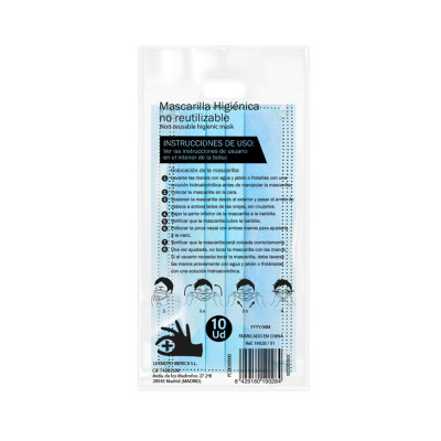 Pack 10 Mascarillas Higiénicas No Reutilizables 3 Capas O91 Salud 3
