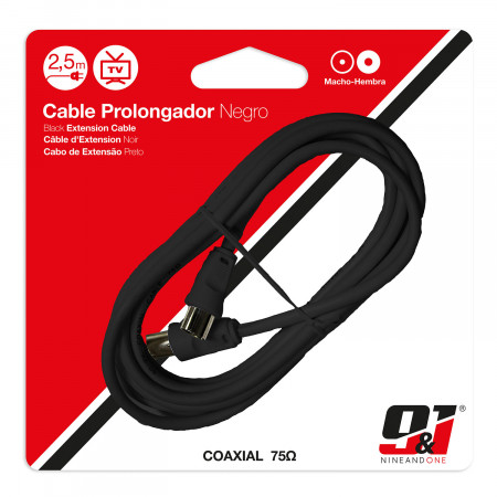 Cabo Coaxial TV 75? 2,5m Preto Nine&One TV e Telefonia 2
