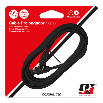 Cabo Coaxial TV 75? 2,5m Preto Nine&One TV e Telefonia 2
