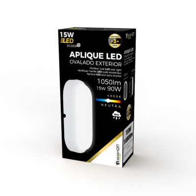 Candeeiro de parede exterior oval LED 15W 1500lm Branco 4000K 20000H 7hSevenOn Premium Candeeiros de parede exteriores 4