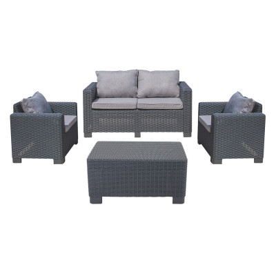 Conjunto de Jardín Mesa Rectangular, 1 Sofá y 2 Sillones con Cojines Menorca Antracita 7house Conjuntos de Sofás y Mesas Bajas 1