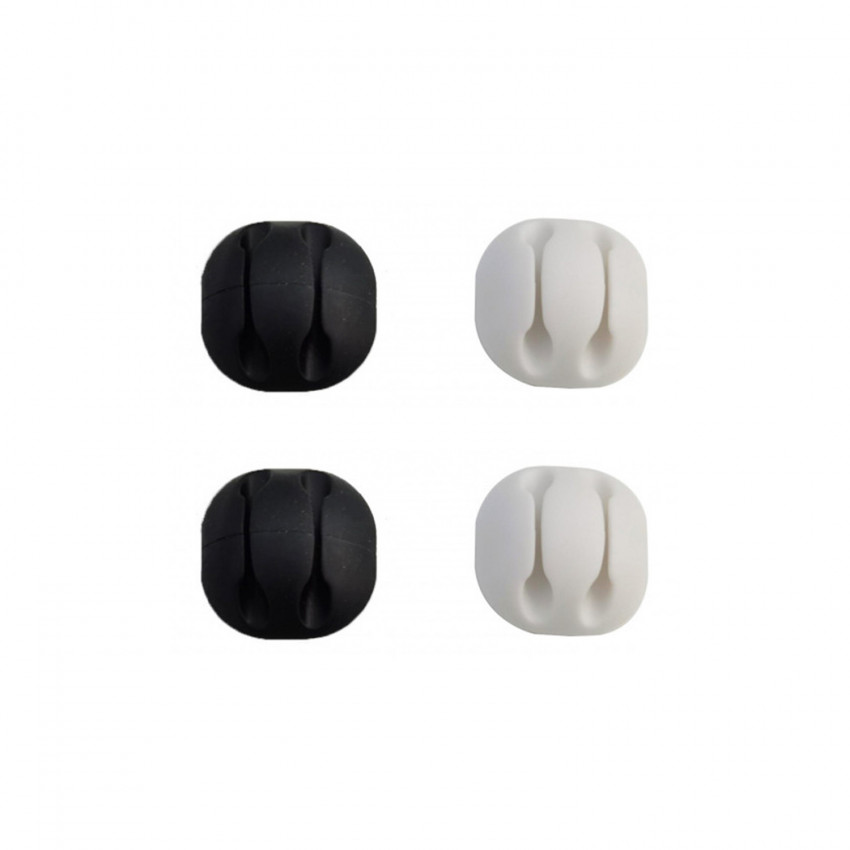 Pack 4 Clips Organizadores de Cables con 2 Ranuras y Autoadhesivo 9&1 Ordenacables 1 Pack 4 Clips Organizadores de Cables con 2 Ranuras y Autoadhesivo 9&1 Ordenacables 1