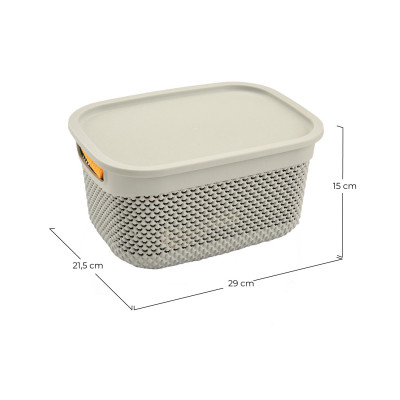 Cesta Mediana Rectangular con Tapa 6,6 Litros 7house Ordenación Baño 6