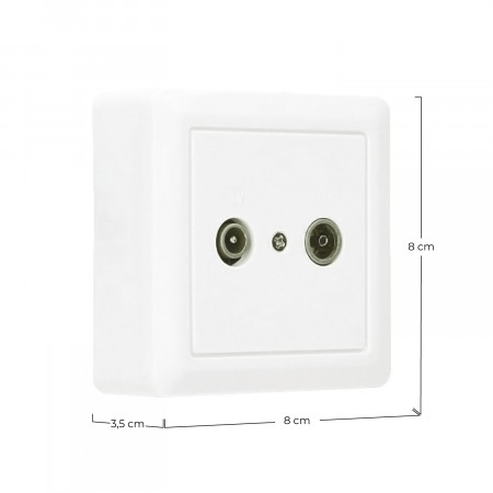 Tomada de encastrar com tomada de TV e rádio 7hSevenOn Elec TV e telefonia 2 Tomada de encastrar com tomada de TV e rádio 7hSevenOn Elec TV e telefonia 2