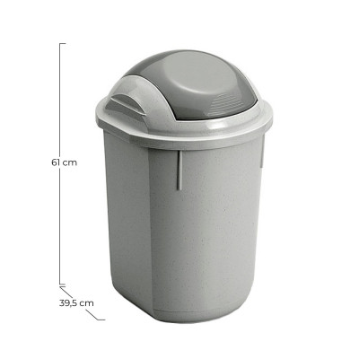 Papelera Redonda con Tapa Gris 40 Litros 7house Papeleras 2