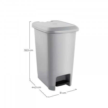 Cubo de Basura Rectangular con Tapa y Pedal Gris 40 Litros 7house Cubos de Basura 2