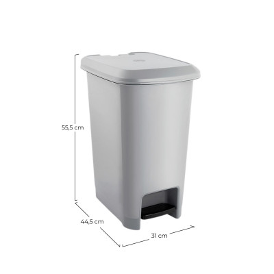 Cubo de Basura Rectangular con Tapa y Pedal Gris 40 Litros 7house Cubos de Basura 2