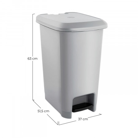 Cubo de Basura Rectangular con Tapa y Pedal Gris 60 Litros 7house Cubos de Basura 2