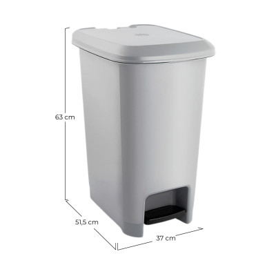 Cubo de Basura Rectangular con Tapa y Pedal Gris 60 Litros 7house Cubos de Basura 2