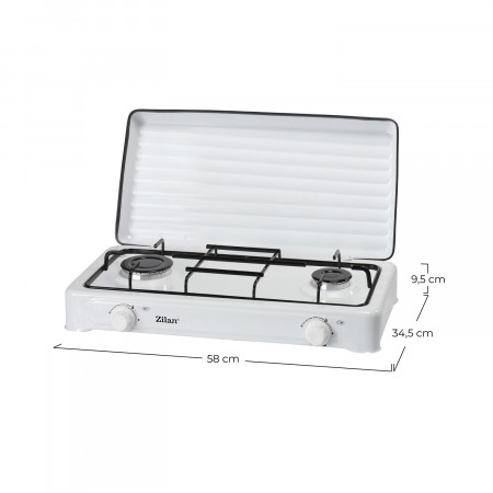 Hornillo de Gas con 2 Fuegos y Tapa 58x34,5x9,5cm Zilan Electrodomésticos 2