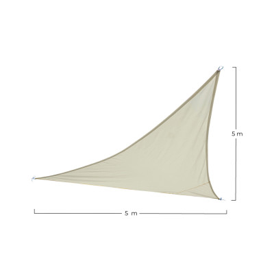 Toldo Vela de Sombra Impermeable 3 Anclajes Beige 5x5m 7house Toldos Vela y Parasoles 2
