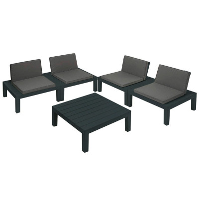 Conjunto de jardim com mesa e 4 bancos com almofadas Api Progarden Conjunto de sofá e mesa de centro 3