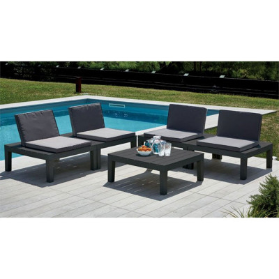 Conjunto de Jardín Mesa y 4 Banquetas con Cojines Api Progarden Conjuntos de Sofás y Mesas Bajas 4
