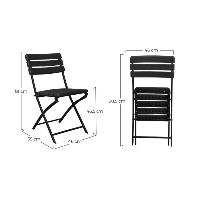 Silla Plegable Efecto Madera Negro 55x46x81cm 7house Sillas Plegables 6