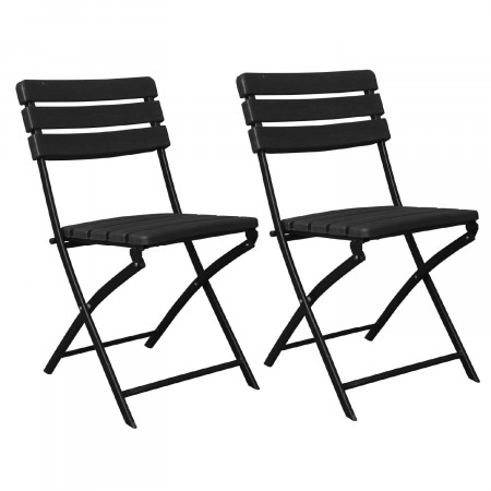 Pack 2 Sillas Plegables Efecto Madera Negro 55x46x81cm 7house Sillas Plegables 1