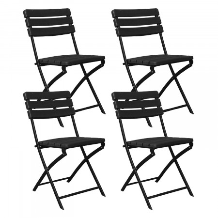 Pack 4 Sillas Plegables Efecto Madera Negro 55x46x81cm 7house Sillas Plegables 1