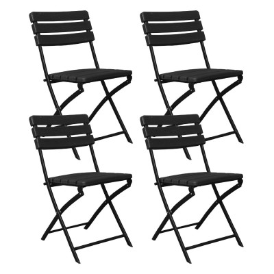Pack 4 Sillas Plegables Efecto Madera Negro 55x46x81cm 7house Sillas Plegables 1